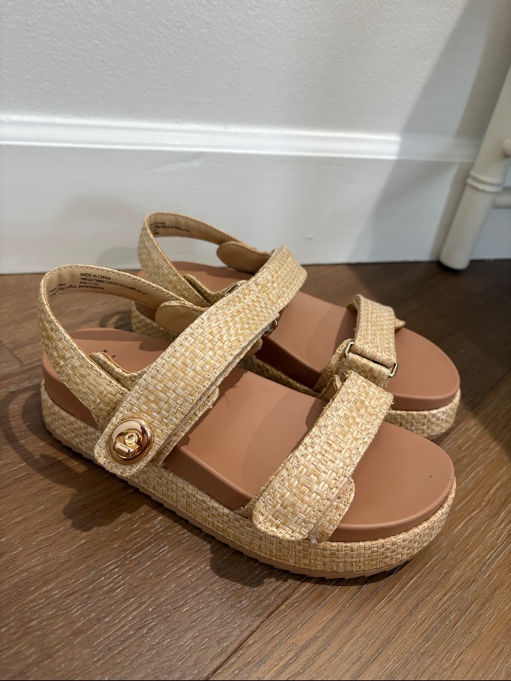 A New Day Woven Platform Sandals in Natural Straw